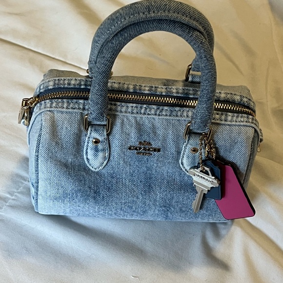 Coach Handbags - Coach Denim Mini Rowan Bag in Light Blue